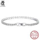 ORSA JEWELS 925 серебряный браслет для тенниса для женщин 2,53,0 мм рамка с фианитами ювелирные изделия браслеты ручной работы SB115
