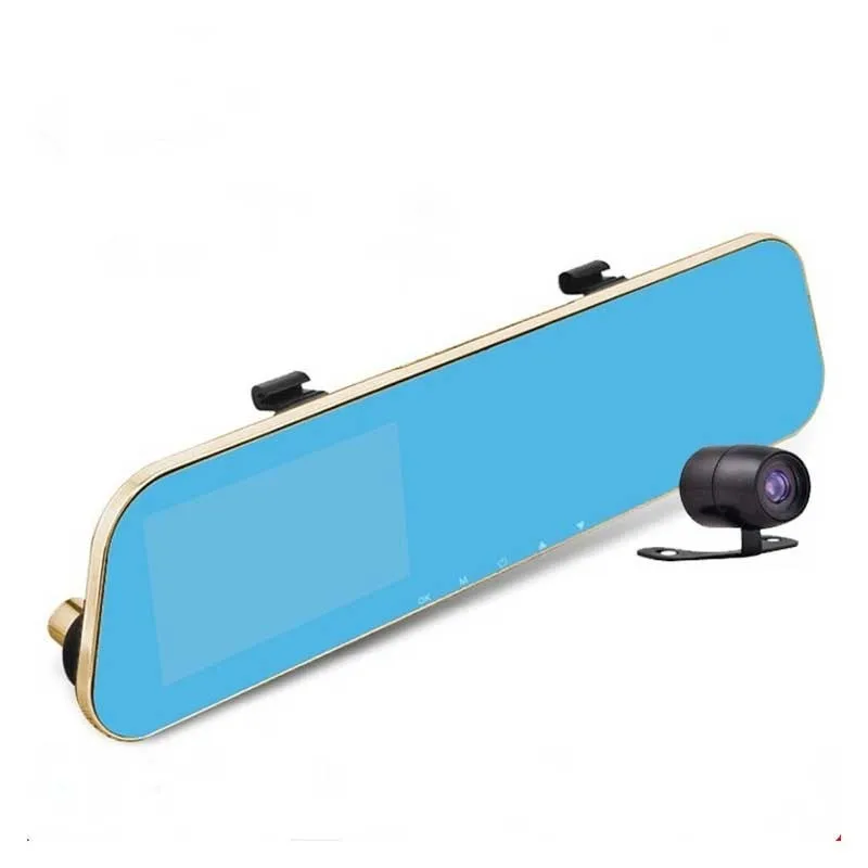 

H460 4.3 Inch Car DVR Blue Anti-Glare Rearview Mirror Dashcam 1080P Dual Lens Parking Reversing Dash Camera