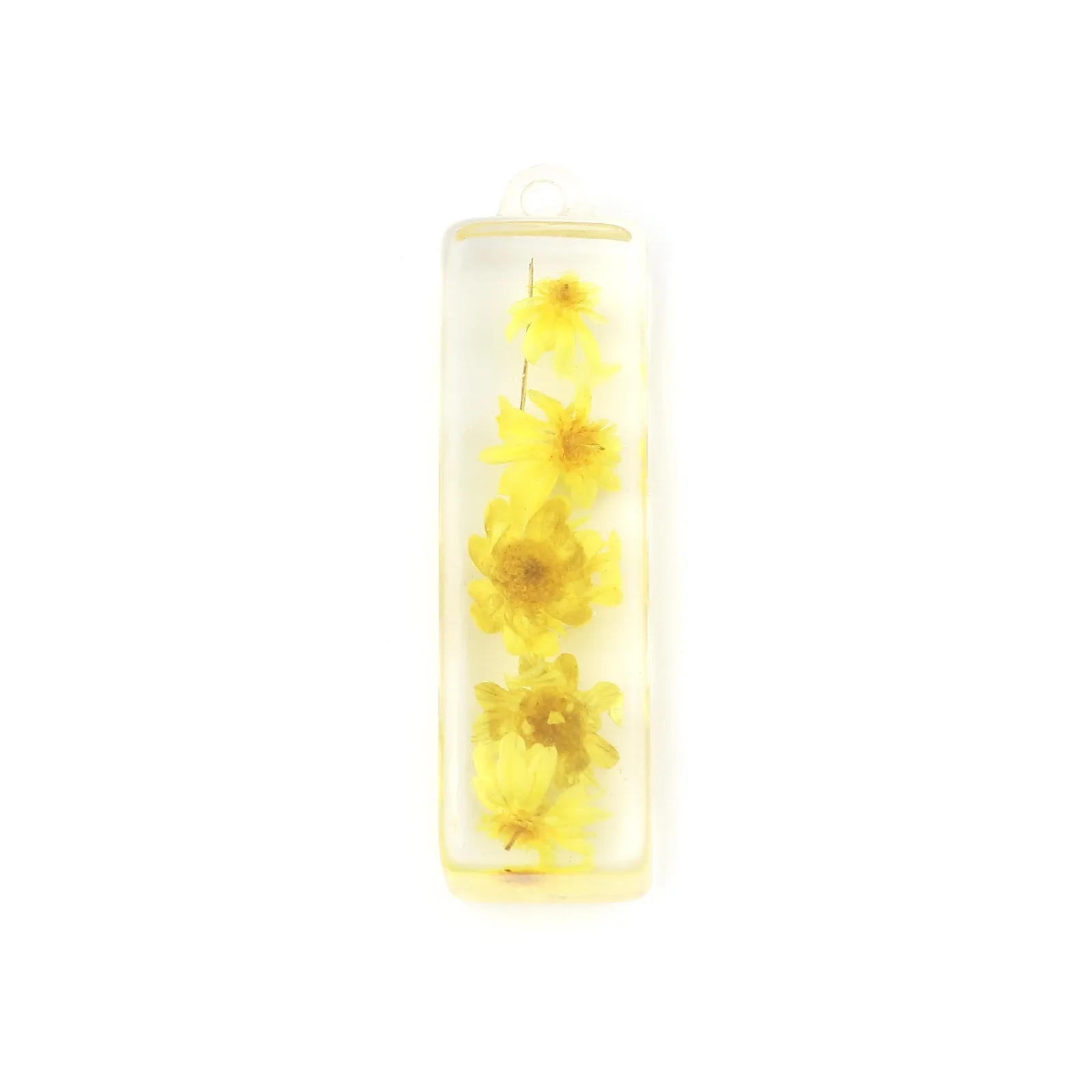 

DoreenBeads 2 PCs Resin Pendants Rectangle Dried Flower Multicolor Transparent Chrams Pendants for DIY Jewelry 40mm x 11mm