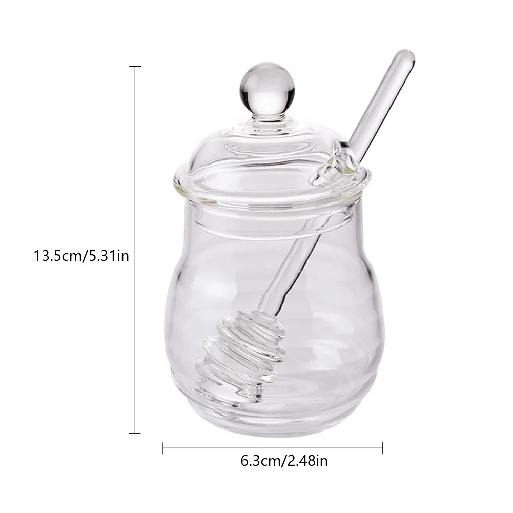 

300ml Safe Glass Honey Pot with Stirring Rod Durable Transparent Bee Honey Storage Jar durable and easy to clean perfect gift