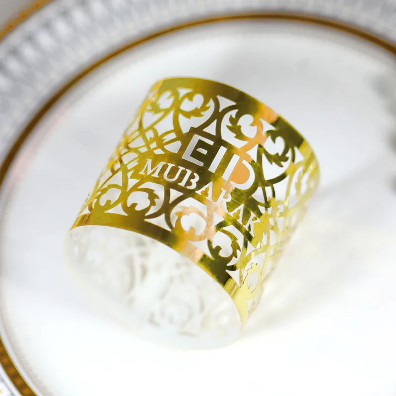 

20pcs Eid Mubarak Paper Napkin Ring Ramadan Decorations for Home Napkin Holder EID Muslim Party Ramadan Kareem Table Decor
