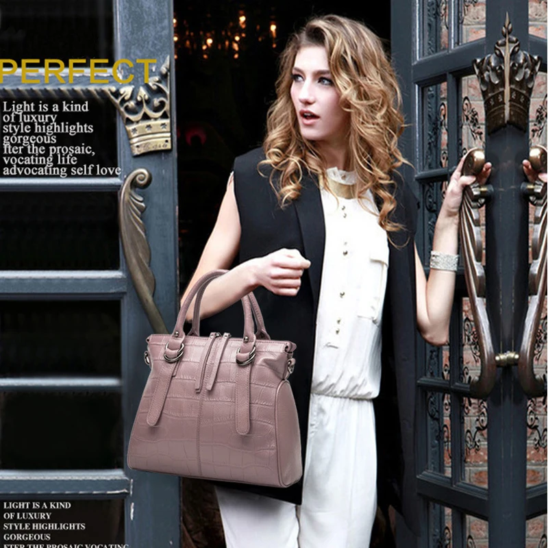 

Crocodile Messenger Crossbody Bags Women Luxury Handbags Totes Female Retro Top Handle Bag Genuine Leather Fashion Shoulder Bags
