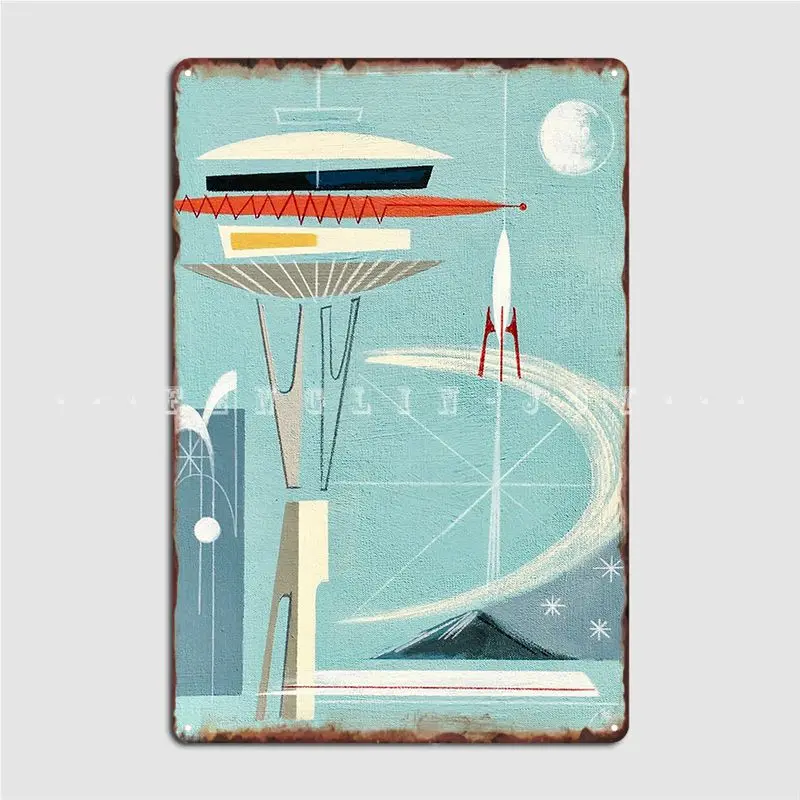 

Металлический плакат-сюрприз с космической иглой, плакат с принтом клуба, бара, плакат для кинотеатра, кухни, жестяные плакаты-знаки