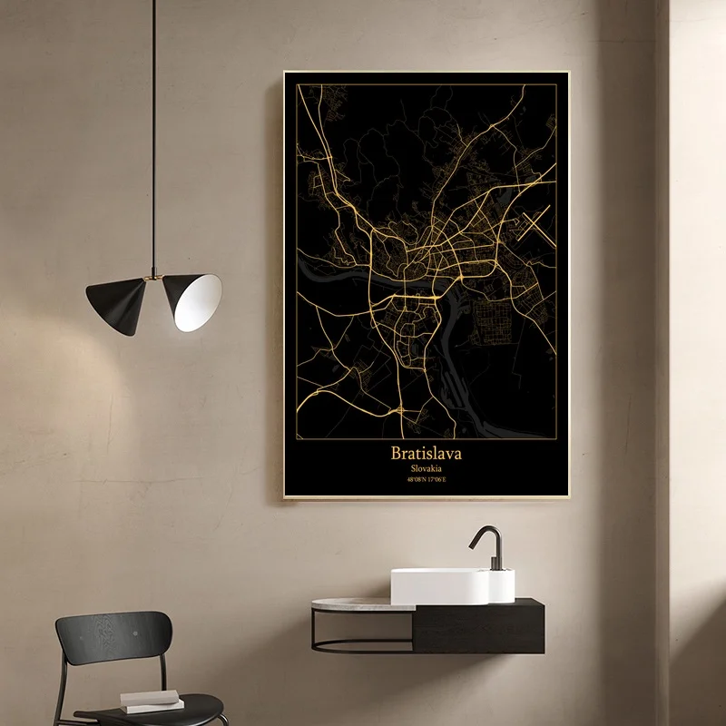 

Братислава, Словакия, карта, плакат, настенный художественный декор, печать, подарок, холст, акварельный плакат