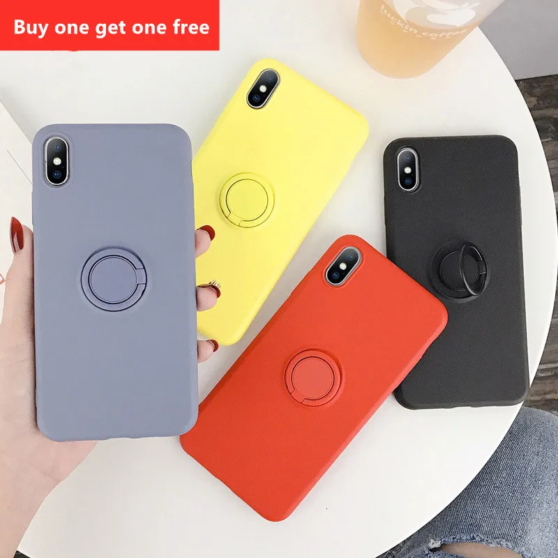 Карамельный цвет кольцо подставка держатель Чехлы для iPhone X XS XR Xs Max мягкий