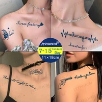 small print stickers temporary tattoo waterproof english word sexy tattoo body art henna fake tattoos blue letters feather tatto