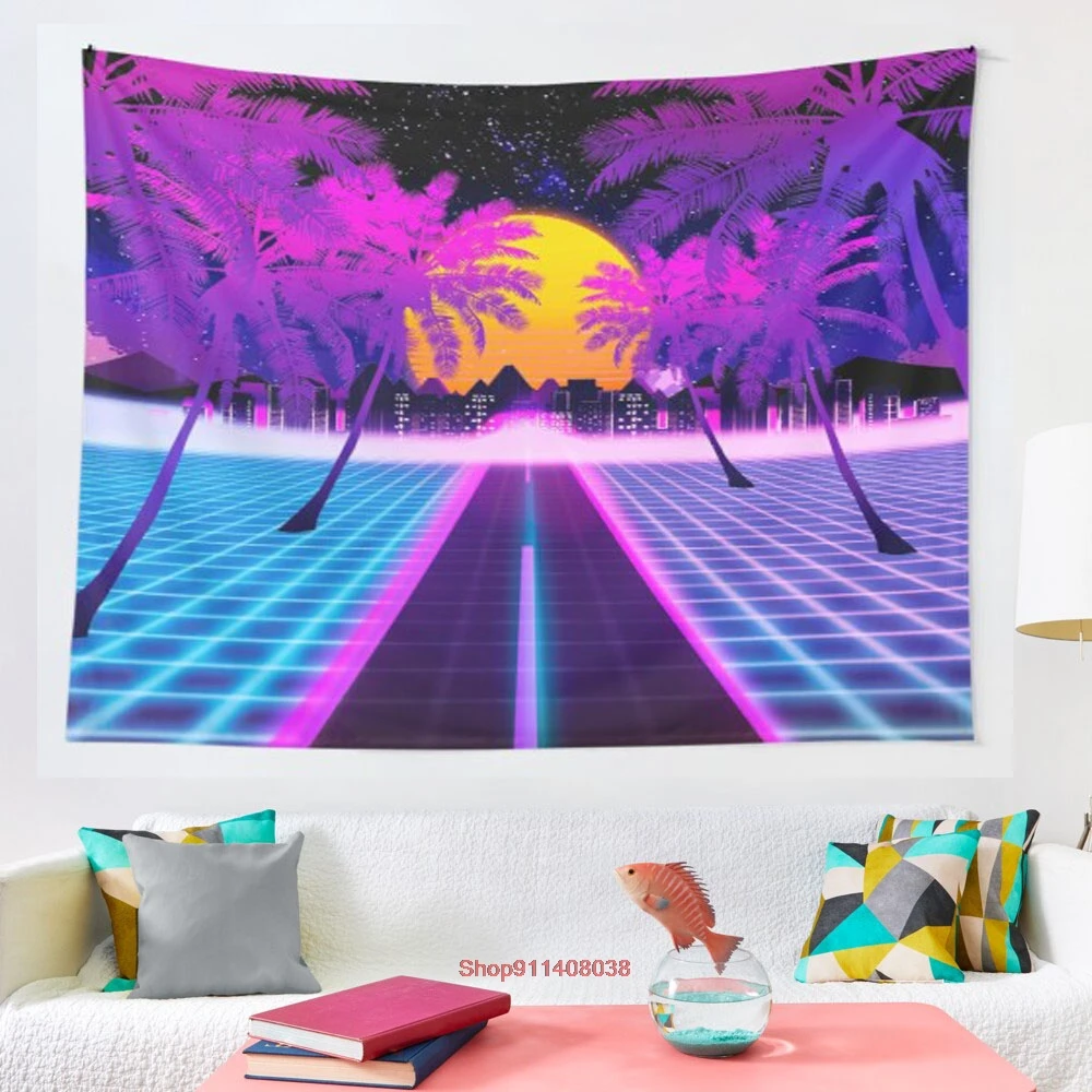 

Гобелен Retrowave, настенные гобелены для гостиной, пляжное полотенце, одеяло