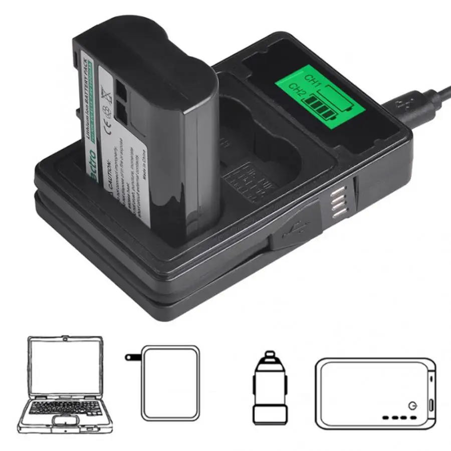 EN EL15 ЖК дисплей USB двойной зарядное устройство Тип C порт для Nikon V1 D500 D600 D610 D750 D800 D7000