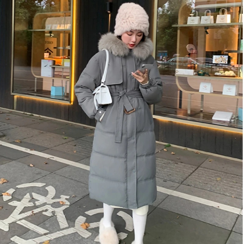AOSSVIAO Warm Fur Liner Long Hooded Parkas Jacket Coat Fashion Winter Jacket Women Casual Thick Winter Coat Women 2021