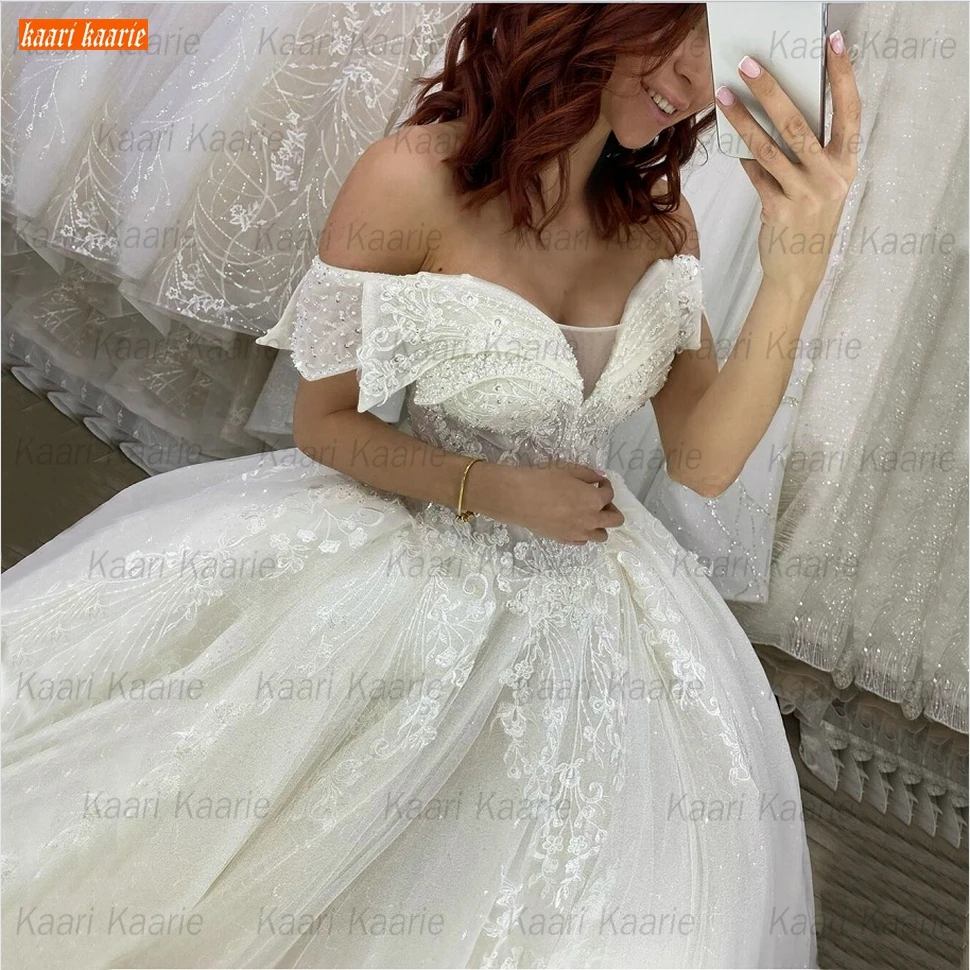 Sumptuous Lace Wedding Gowns Off Shoulder Appliqued Tulle Ball Gown Princess Church Bride Dress Long Custom Made Dresses | Свадьбы и