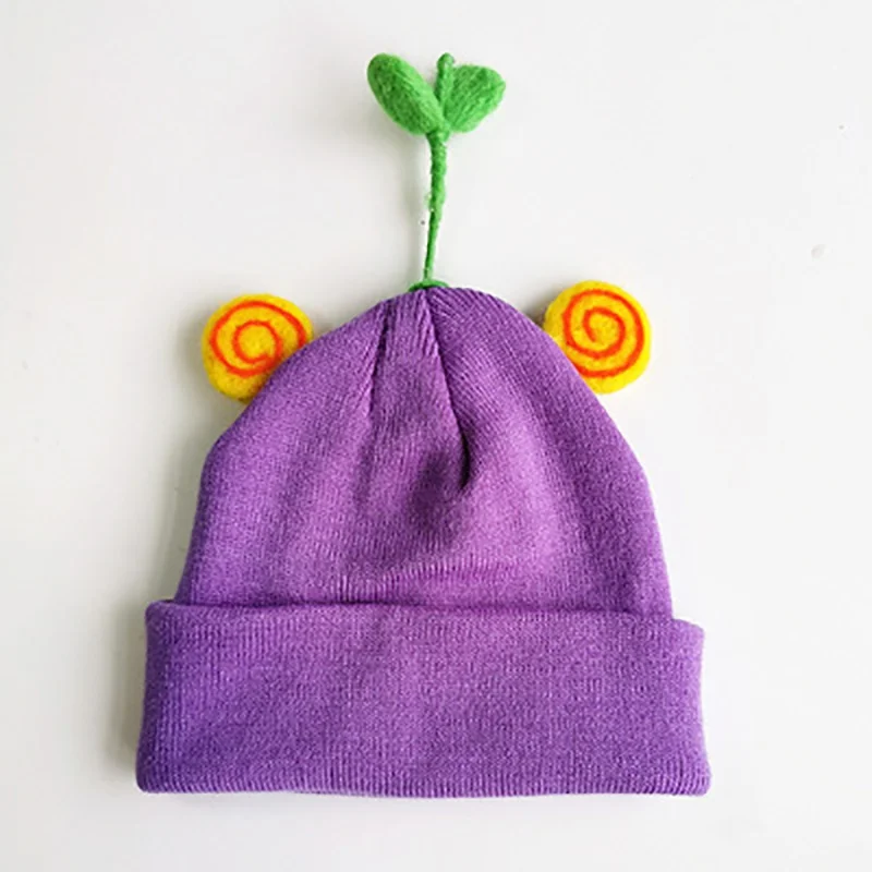 Милые осенне-зимние детские шапки для новорожденных теплые вязаные шерстяные с
