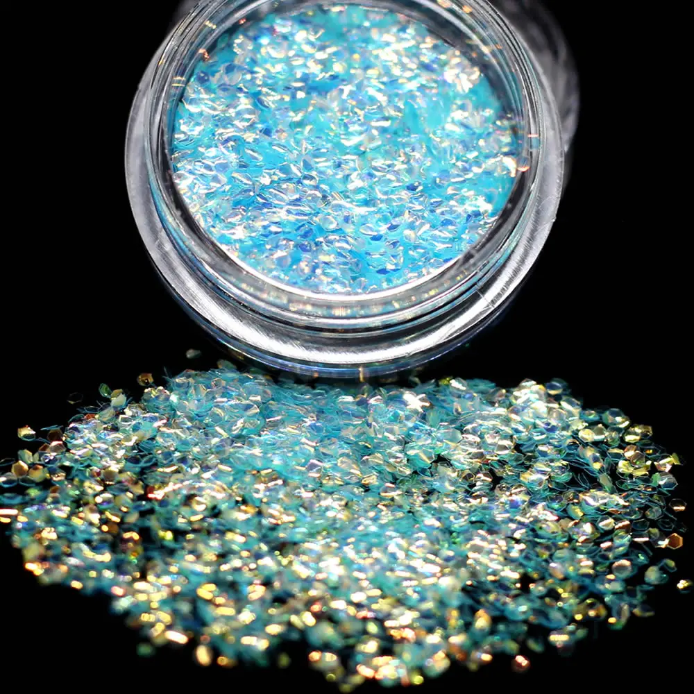 1 Box Kawaii Blue Sparkly Sequins Nail Rhinestone Small Irregular Beads 3D Art Decoration In Wheel Accessories | Красота и здоровье