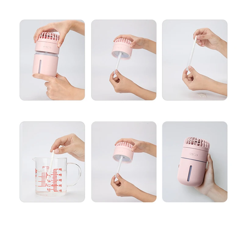 

Home Office Humidifier With Fan USB Ultrasonic Purifying Humidifier With LED Lamp Fog Generator Diffuser Humidifier Fans