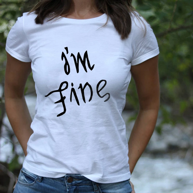 Футболка I'm Fine Ambigram женские футболки с графическим рисунком топы Min Yoongi смешная