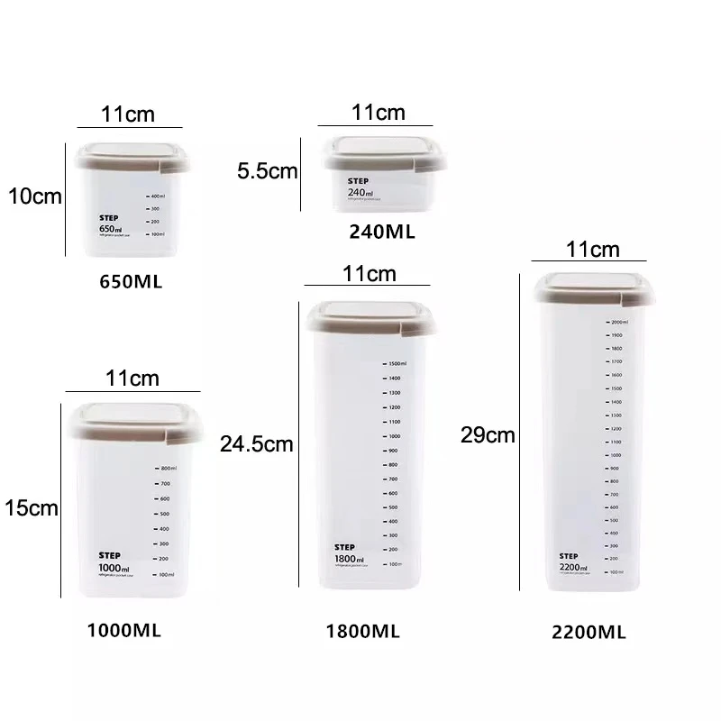 Прозрачная шкала герметичный контейнер для хранения продуктов кухонный