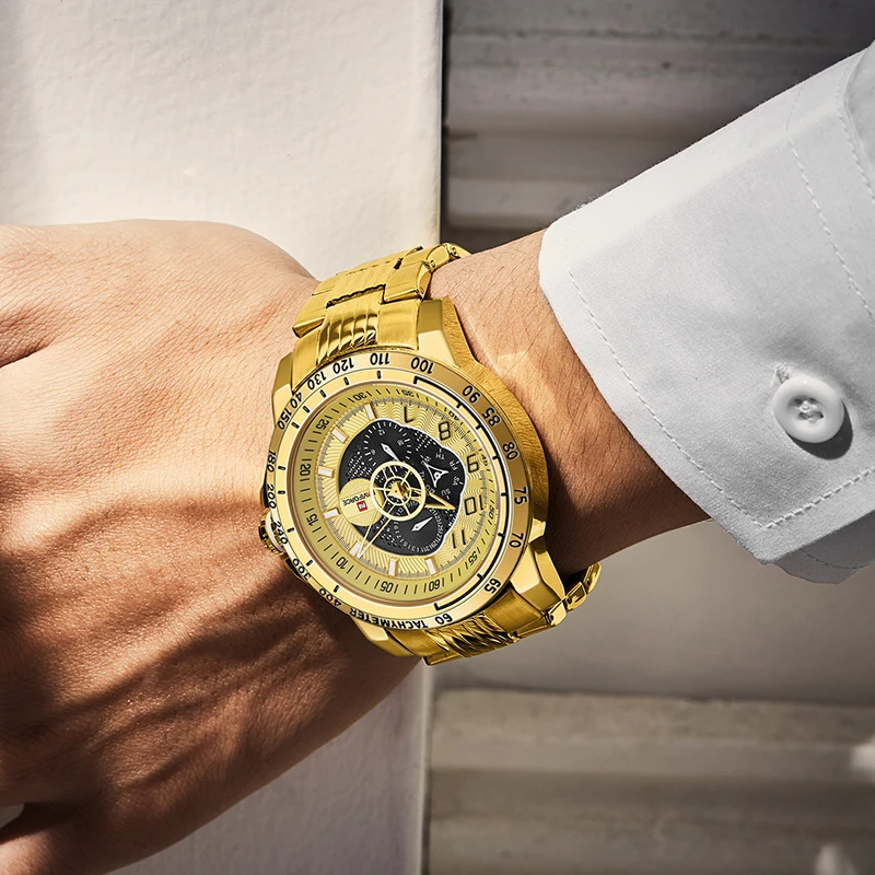 NAVIFORCE мужские часы бизнес из нержавеющей стали военные водонепроницаемые