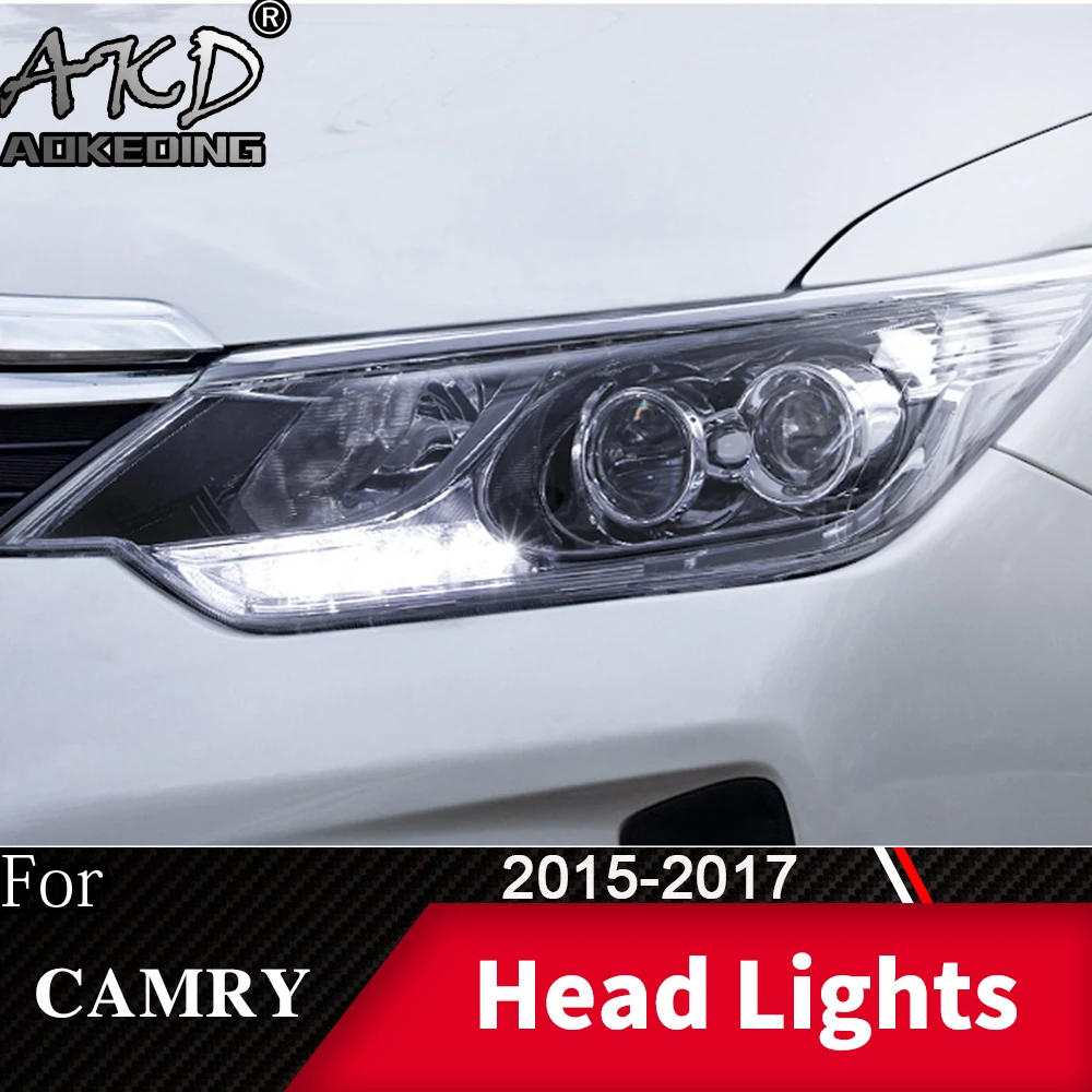 

Передняя фара для автомобиля camry 2015-2017, передсветильник фара camry s, противотуманные фары, дневные ходосветильник огни DRL H7, светодиодная Биксе...