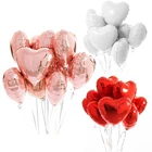 10 шт., воздушные шары в форме сердца из розового золота