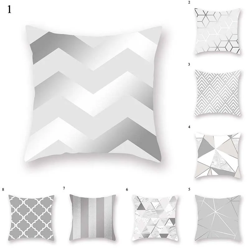 

45*45cm Square Pillow Cover Geometric Printing Grey Cushion Cover Polyester Throw Pillows Case Simplicity Pillowslip Home Decor