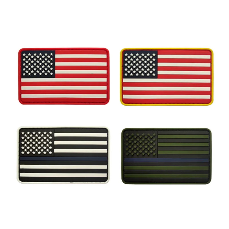 

3D PVC American Flag Velcro Armband 8*5cm Soft Rubber Military Badge Stars and Stripes Blue White Outdoor Pack Patch Decoration