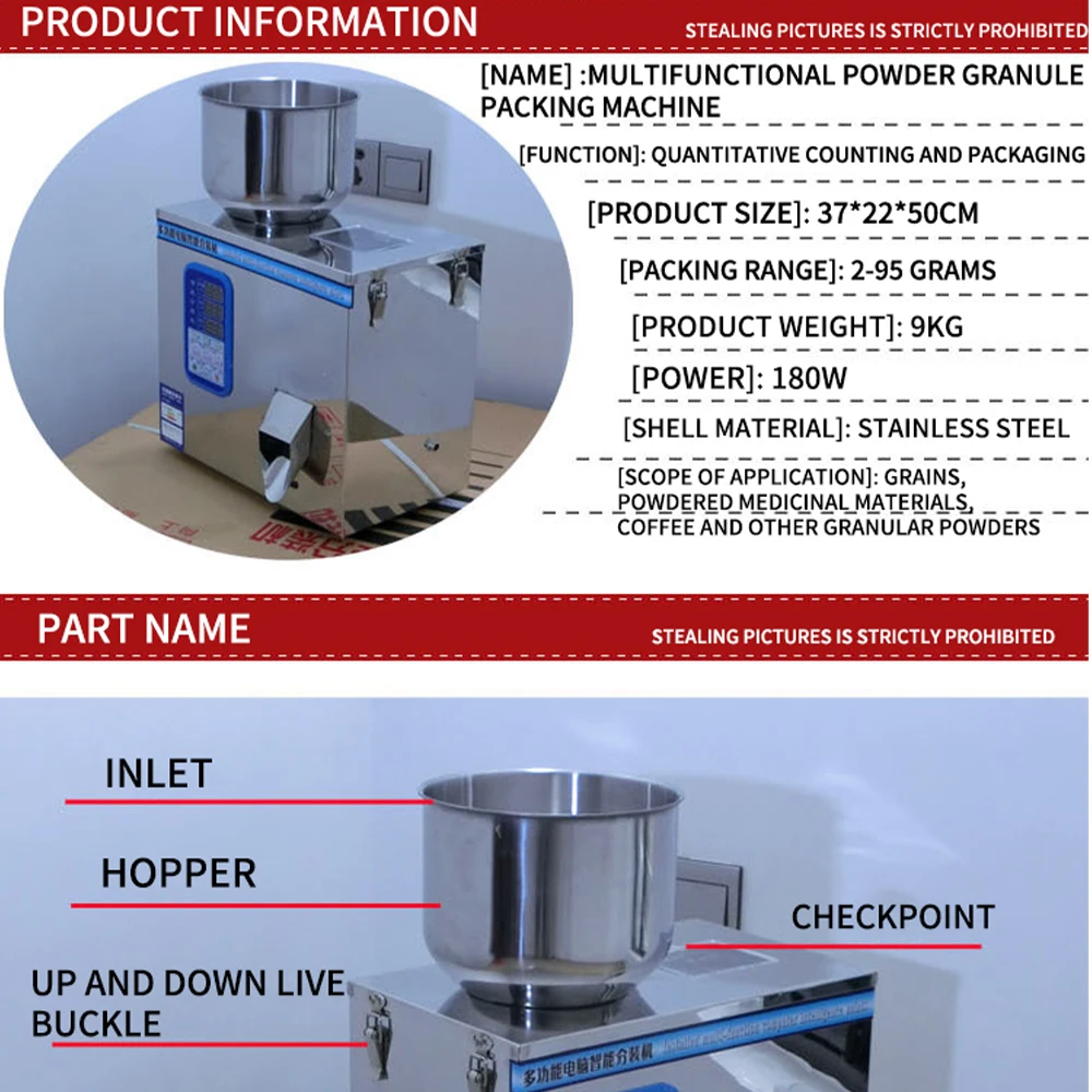 

Multifunctional Powder Dispensing Coffee Grain Medicinal Material Filling Machine Packaging Machine 2-95g