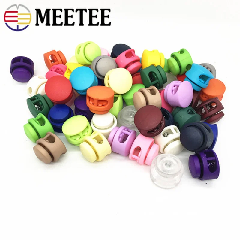 Meetee 50 шт. 6 мм многоцветная пластиковая пробковая шляпа эластичная регулируемая застежка куртка с веревкой замок для шнура BucklesDIY Shoelace Accessoy