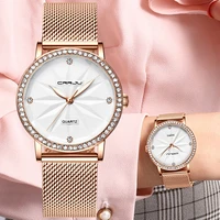 crrju womens analog quartz rose gold watch with stainless steel mesh strap ladies watch simple and elegant with bracelet