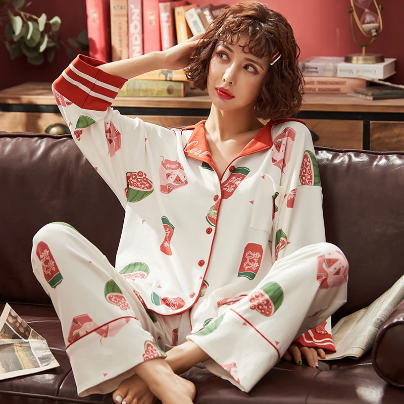 Пижама для кормящих мам грудного вскармливания корейская модная ночная рубашка