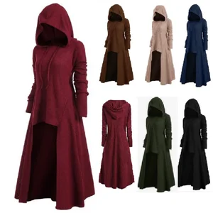 Autumn Winter Women's Holiday Evening Party Dress Tunic Hooded Robe Cloak Knight Gothic Fancy Dress 