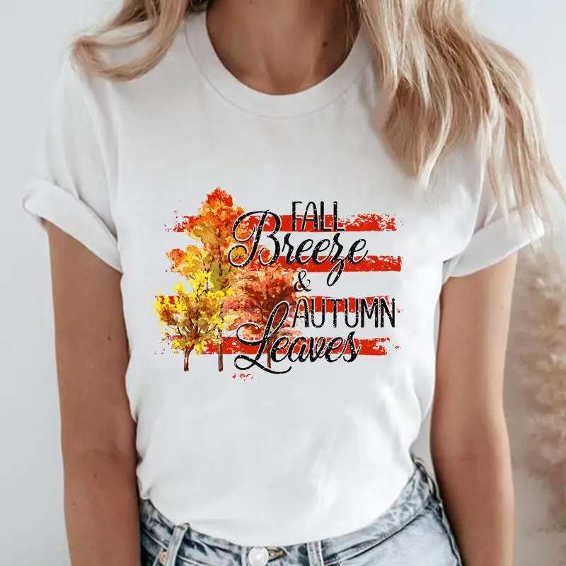 

2021 Thanksgiving Pumpkin New Style Lovely Cute Tops Tees Women Autumn Fall Halloween Cartoon Graphic T-Shirt Tshirt Clothes