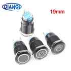 19 мм кнопочный переключатель, черный, телесный, синий желтый whilte, зеленый, оранжевый, красный, кольцевой светильник фиксации Водонепроницаемая кнопка переключателя с фиксациейМгновенный