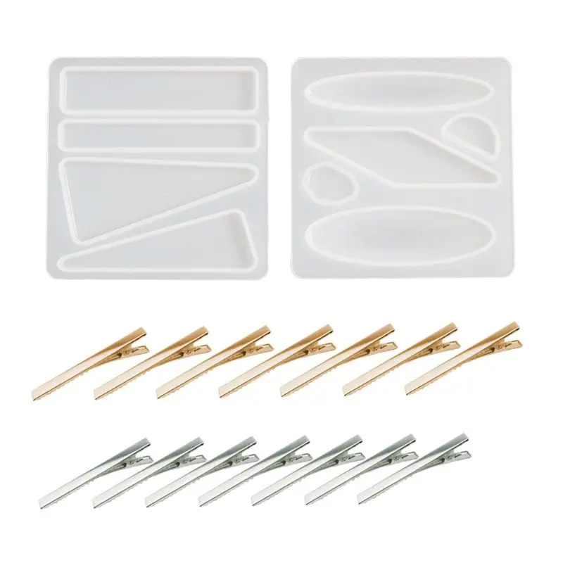 

Crystal Epoxy Resin Mold Hair Clip Barrette Casting Silicone Mould Handmade DIY R9JE