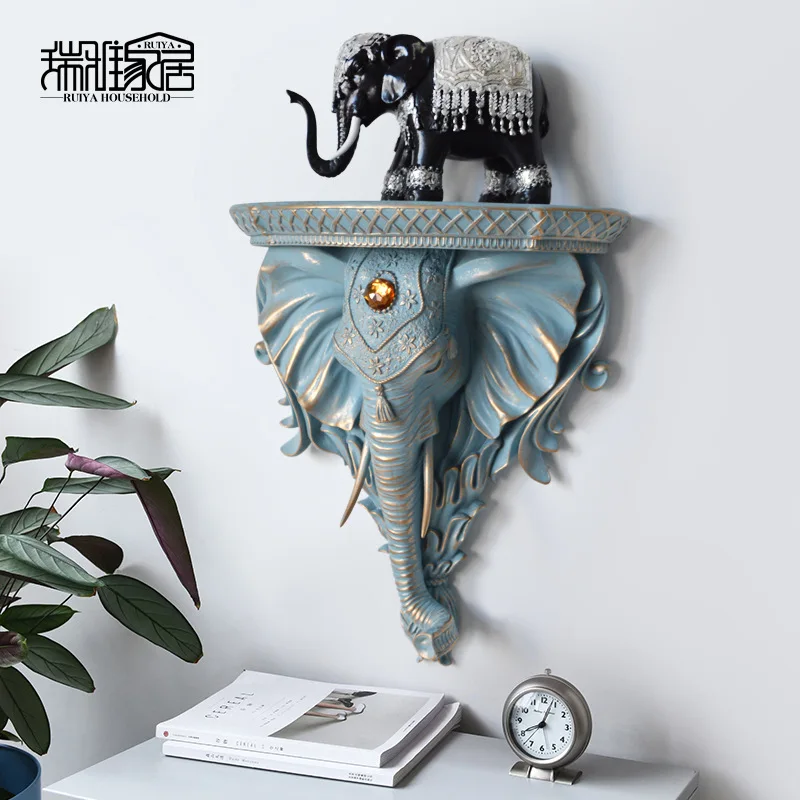 

European Creative Elephant Head Wall Decoration Three-dimensional Wall Hanging Platform Decoration Home Decor