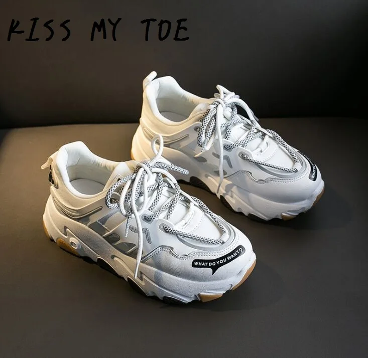 Женские кроссовки из ПУ кожи повседневные дышащие на платформе весна 2020 | Обувь