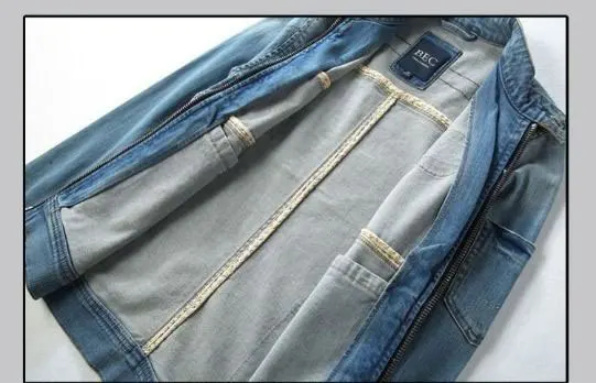 Новинка Мужская джинсовая куртка Idopy мотоциклетная винтажная облегающая