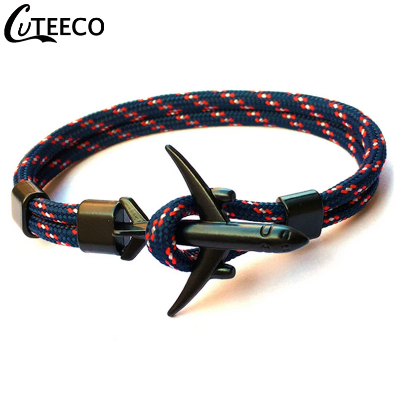 AJ3136-1 CUTEECO, высокое качество, браслеты для мужчин, Паракорд, якорь, браслеты из нержавеющей стали, Pulseira Masculina Feminina, ювелирные изделия для мужчин, обёрточная бумага - Окраска металла: AJ3136-1