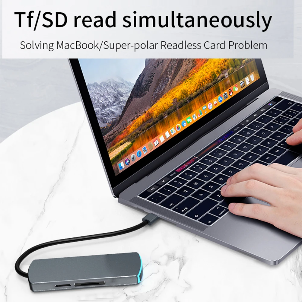 

6 in 1 USB Type C Hub Multi HUB3.0 MACBOOK HDMI USB-C Dock SB3.0 TF Card Reader for Macbook Pro Laptop Accessories