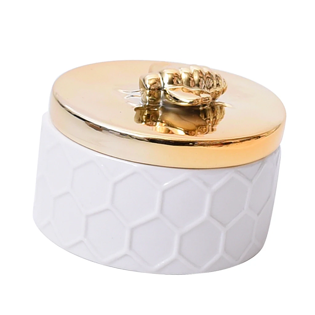 

Mini Travel Jewelry Box Organizer Display Case Round Ceramics Portable Showcase Mini Keepsake