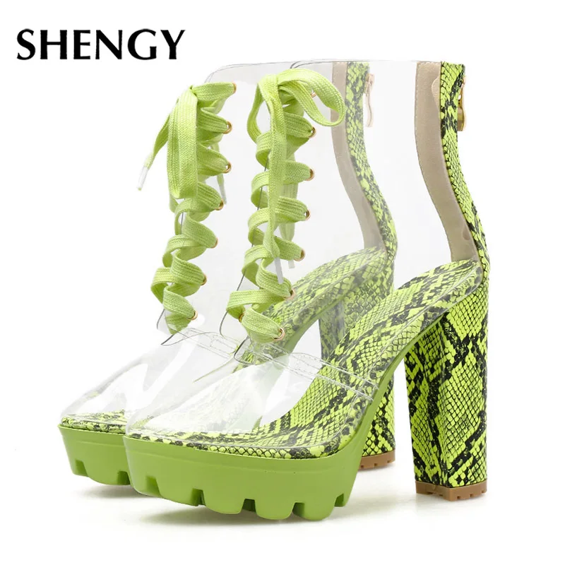 Женские туфли-лодочки со змеиным принтом прозрачные туфли из ПВХ на высоком