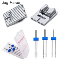 2pcs 9 groove presser foot 3pcs twin needle double needle sewing machine needle 2 090 3 090 4 090 diy sewing tools