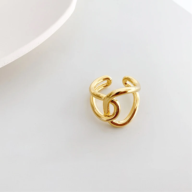 

Simplicity Double-Deck Metal Knot Open Ring Korean Style Temperament Women's Index Finger Ring Fashion Jewelry Accessories