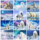 Алмазная живопись сделай сам с белым медведем, полноразмерная Алмазная вышивка, животное, вышивка крестиком, мозаика, украшение для дома