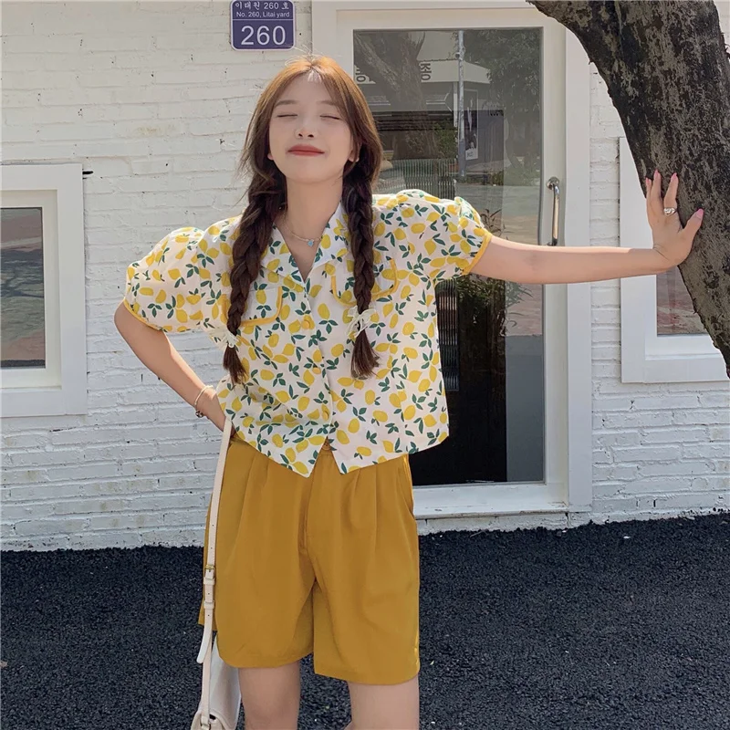 

Real Shot at Real Price ~ Korean Floral Short Sleeve Shirt + High Waist