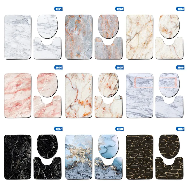 3 шт./компл. Ванная комната коврик Мрамор комплект Нескользящая подставка коврики