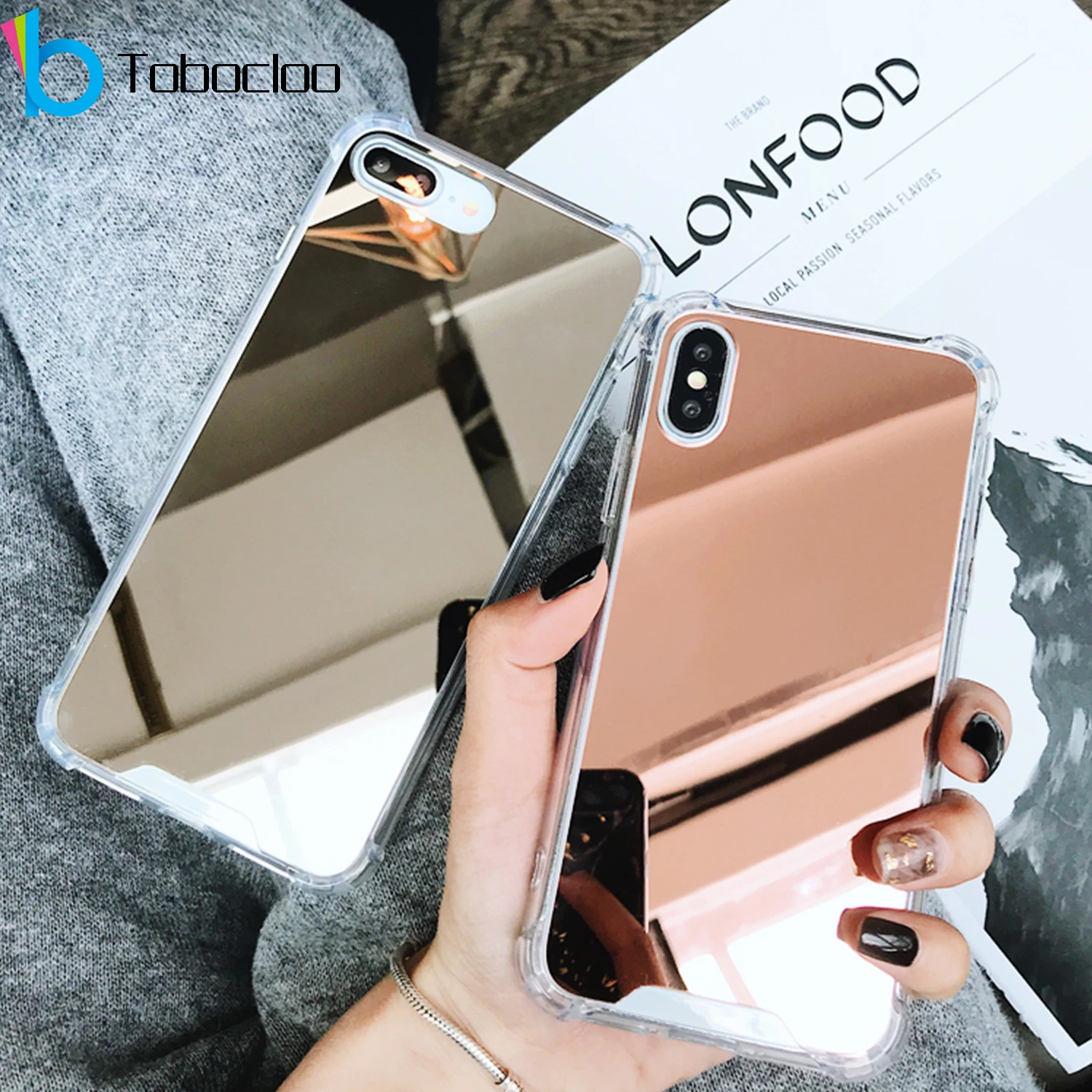 Роскошный мягкий чехол с зеркалом для макияжа ударопрочный iPhone X XS Max XR 8 7 6 6S Plus