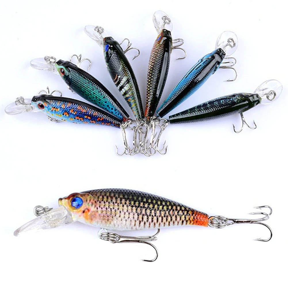 6.5cm Colorful 3D Eye Bionic Fish Fishing Plastic Hard Lures Floating Popper Minnow Crankbait Wobblers With 2 Hooks Bait Tool | Спорт и
