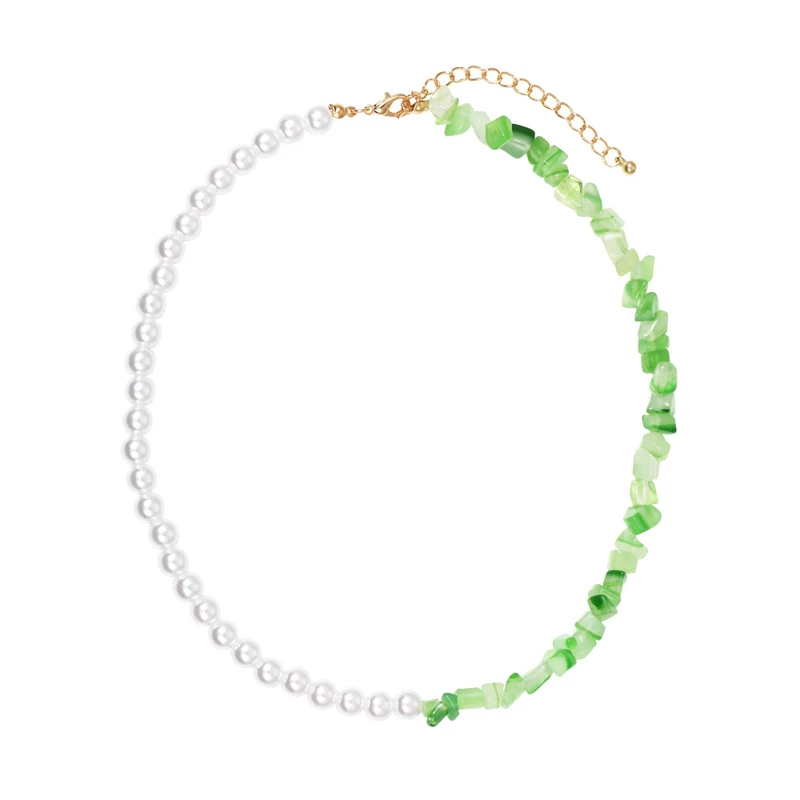 

Европейское и американское простое богемное ожерелье ручной работы из бисера дикая барокко строчка гравий жемчужная цепочка до ключиц для ...