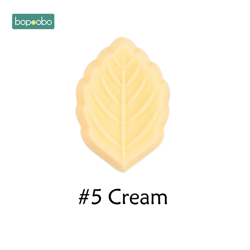 Cream Leaf Bopobo 5 шт. Детские Прорезыватели силиконовые листья пищевого качества Прорезыватель DIY кормящих жевательных игрушек детские аксессуары для прорезывания зубов Силиконовые Бусины - Цвет: Cream Leaf
