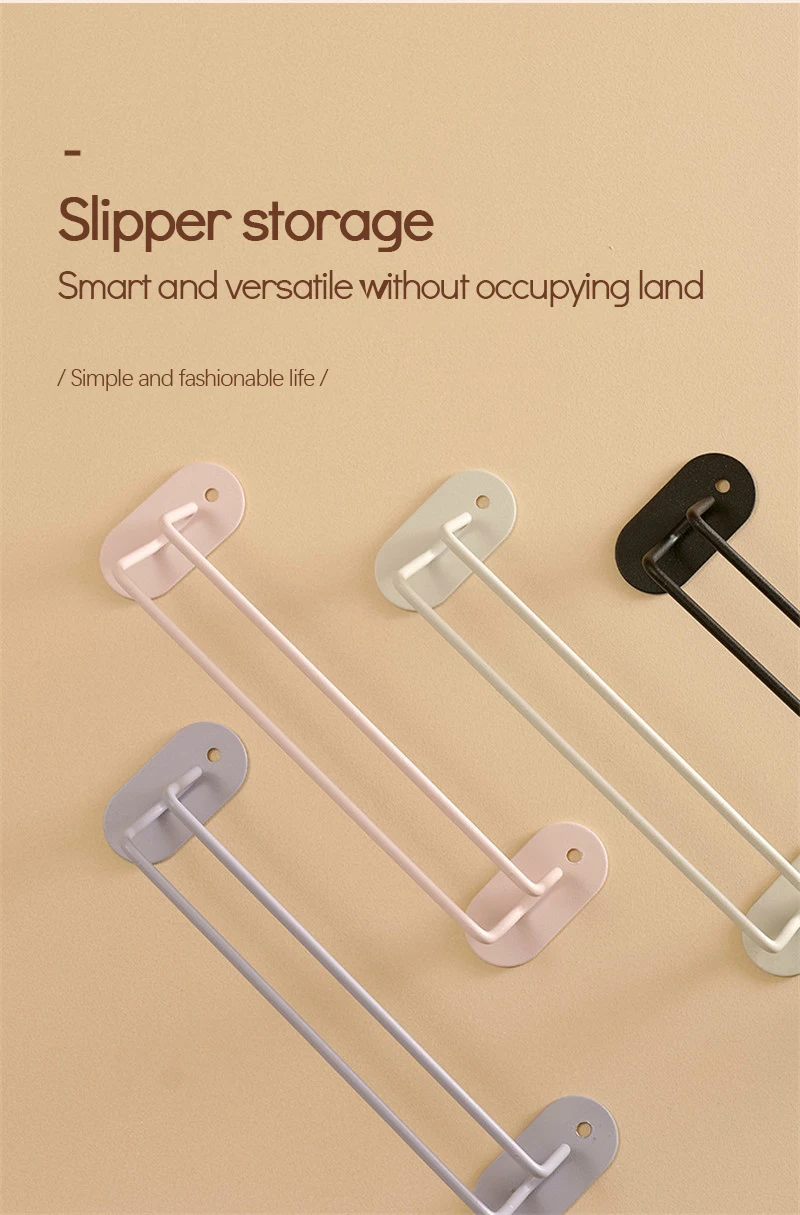 

Multi function Storage Rack Bathroom Toilet Slippers Rack Functional Storage Rack Household Wall-mounted Storage Free Perforated