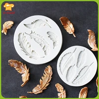 feather fondant silicone mould diy baking chocolate cake decoration dry pisces clay plaster molds